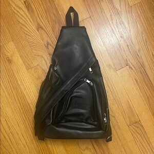 Elegant Black Pleather Side Backpack